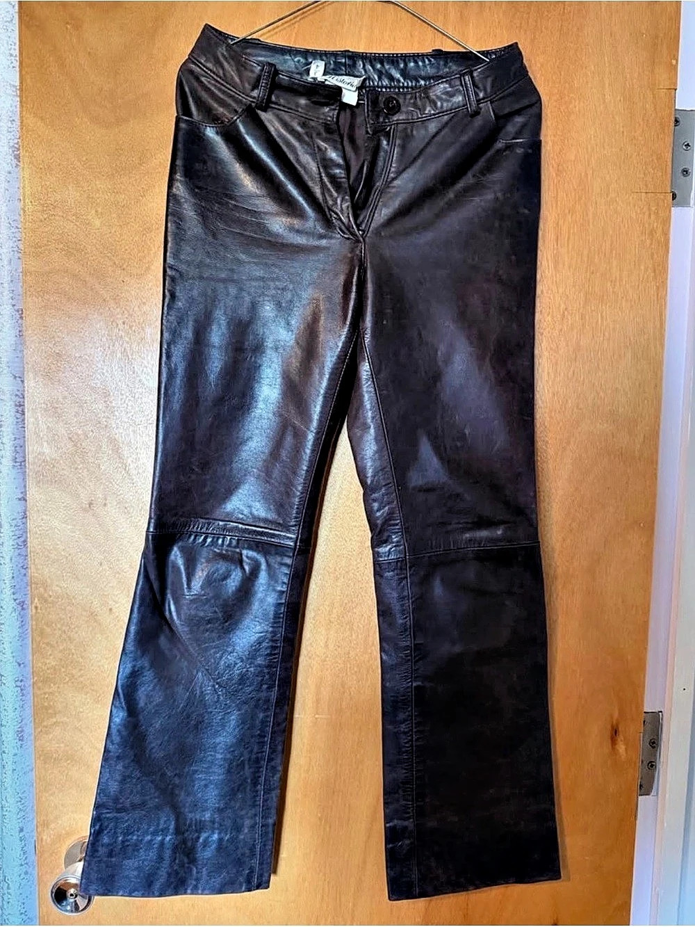 Vintage Historia Black Leather-Look Flared Pants – Size 3/4